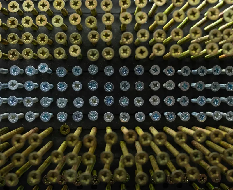 Nails closeup in a hardware store